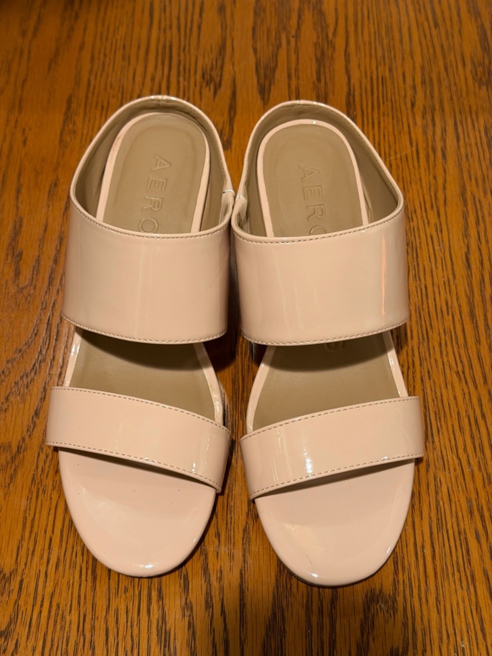 AEROSOLES Blush Patent Double-Strap Slide Mules